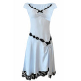 Lizakosht Elegant Lady Lace Trim V Neck Mini Dress Chic Women Birthday Club Party Night A-line Dress Vintage Y2K French Romance Streetwear